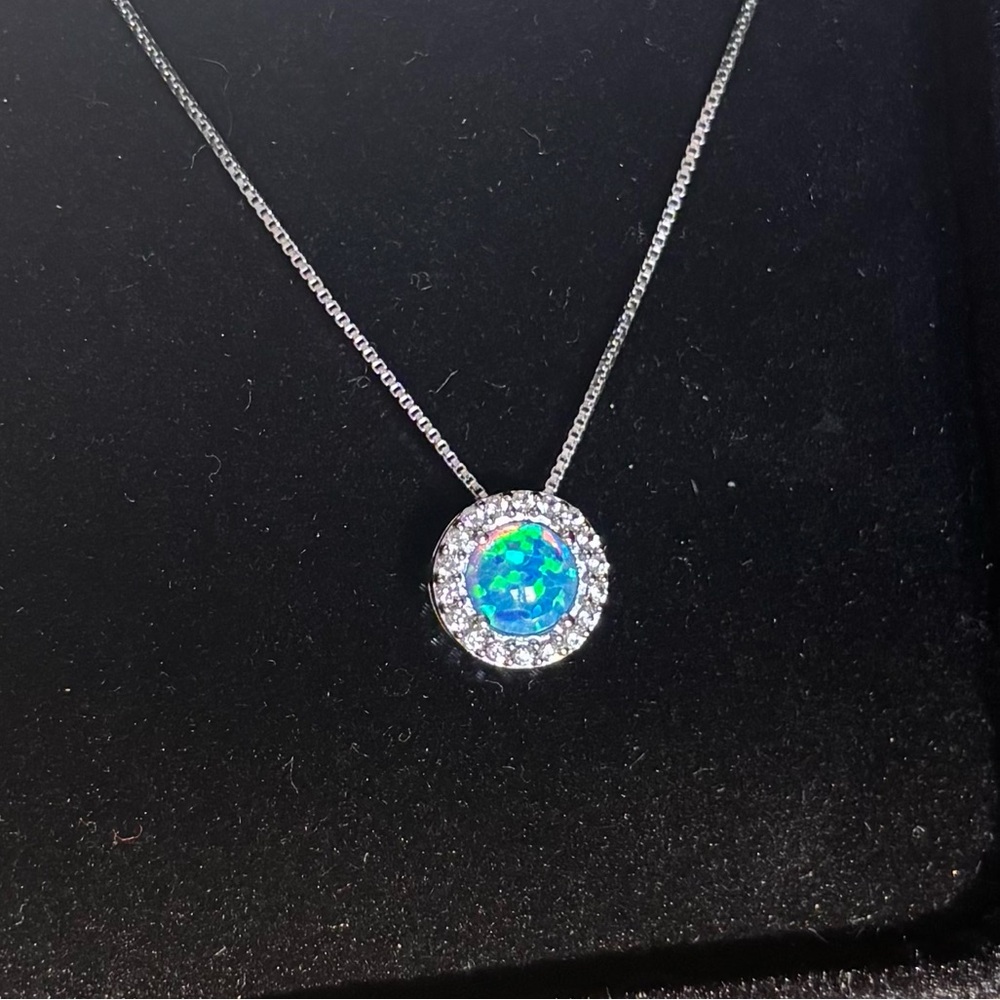 Kay Jewelers Sterling Silver and Opal Necklace